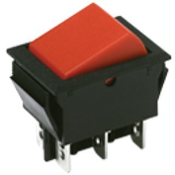 C&K Components Rocker Switch, Dpdt, On-On, Latched, Quick Connect Terminal, Rocker Actuator, Panel Mount CN201J11S215Q